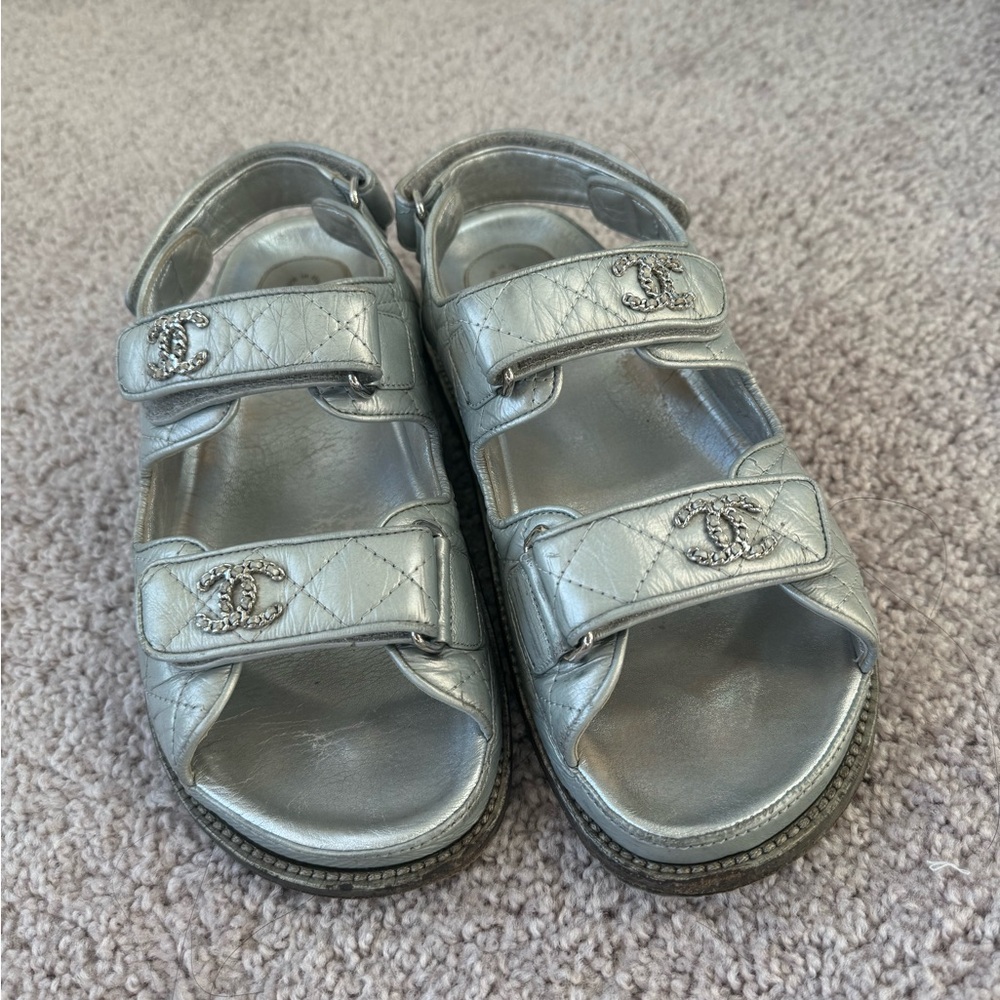 【Sold】CHANEL Iridescent Lambskin Velcro Dad Sandals - Picture 5 of 5
